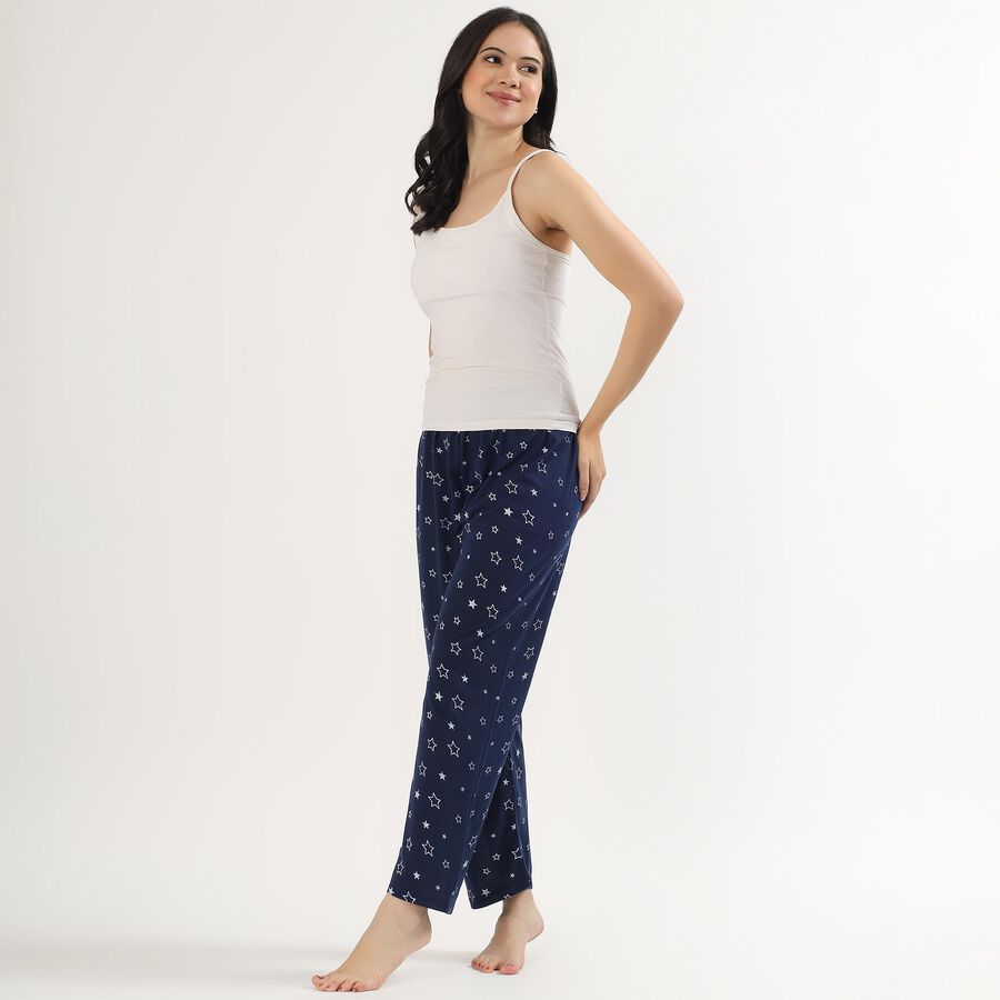Women's Deep Navy Blue Star Print Relaxed Fit Pyjama, Navy Blue, large