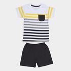 Infants' Charcoal Cotton Round Neck Cartoon Printed Baba Suit, Charcoal, small