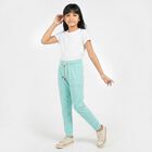 Girls' Aqua Jogger Heart Printed Cotton Blend Pyjama, Aqua, small