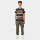 Boys Brown Round Neck Casual T-Shirt, भूरा, small