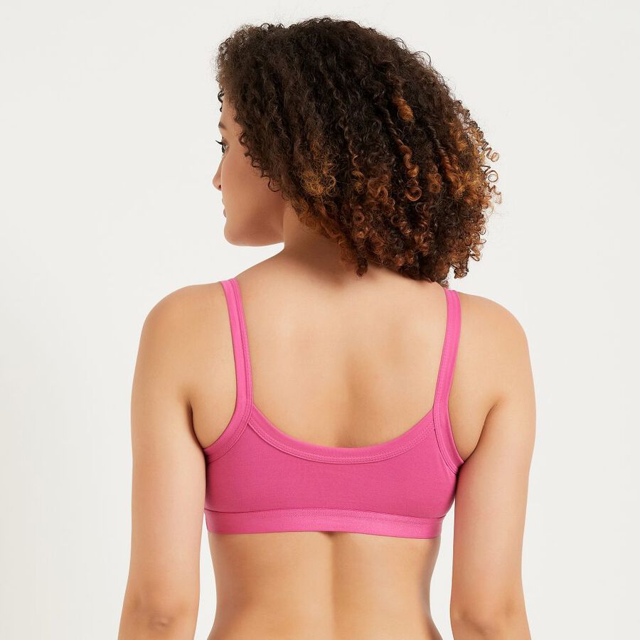 Ladies' 100% Cotton Non-Padded Bra, Fuchsia, large image number null