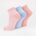 Women's Assorted Regular Fit Striped Pack of 3 Socks, Assorted, small