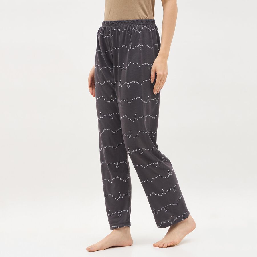 Women's Charcoal Grey Relaxed Fit Printed Pyjama, गहरा ग्रे, large image number null