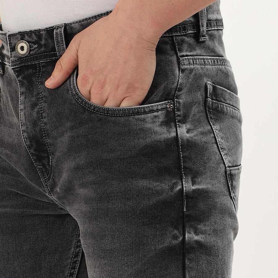 Men's Charcoal Black Straight Fit Five-Pocket Jeans, Light Grey, large image number null
