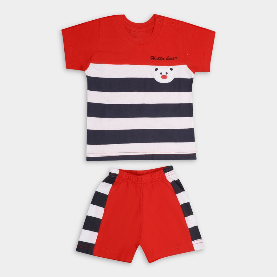Infant Boys' 100% Cotton Baba Suit , लाल, large image number null