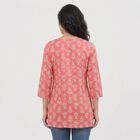 Women's Pink Notch Neck Floral Printed Kurti, Pink, small