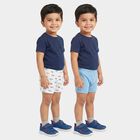 Boys White Regular Fit Printed Trunks, सफ़ेद, small