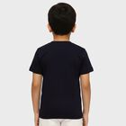 Boys Deep Midnight Navy Blue Cotton Crew Neck Casual T-Shirt, Navy Blue, small