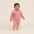 Infants Light Pink Cotton Crew Neck Ruffle Sleeve Sweatshirt, Light Pink, small image number null