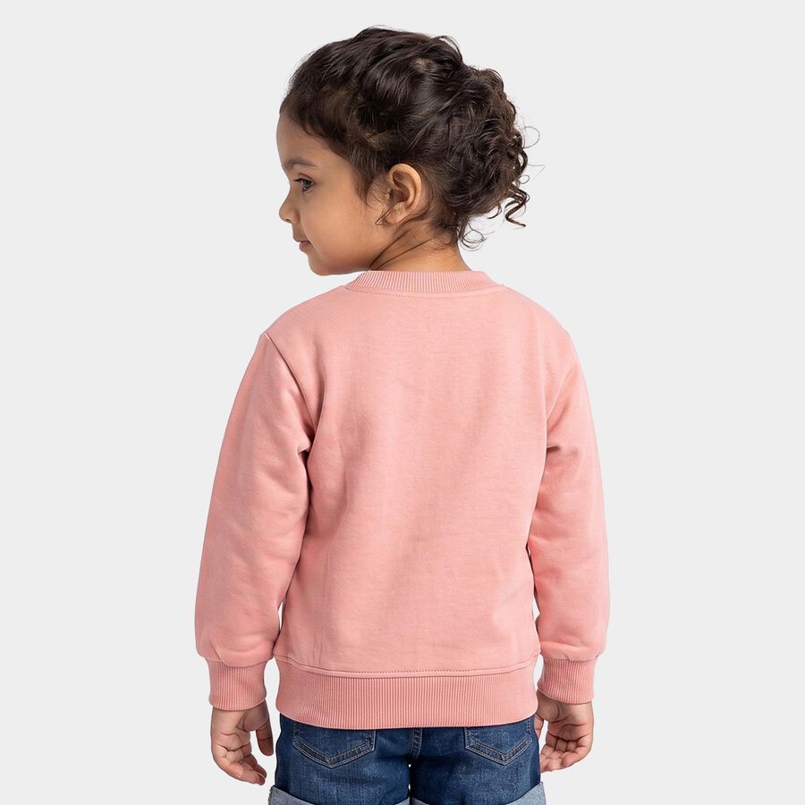 Girls' Pink Crew Neck Pullover Sweatshirt, Light Pink, large