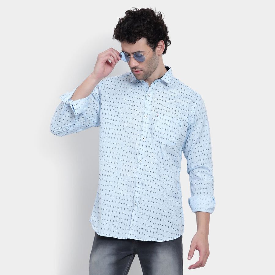 Printed Casual Shirt, Light Blue, large image number null