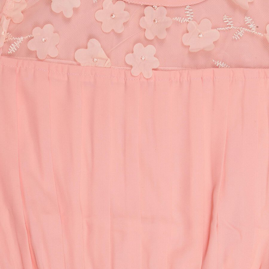 Girls' Peach Round Neck Bell Sleeve Tunic, Peach, large image number null