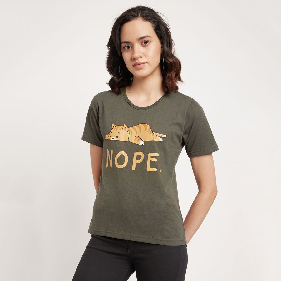 Round Neck T-Shirt, Olive, large image number null