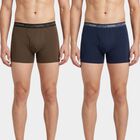 Men's Olive Green Regular Fit Solid Trunks, ओलिव, small