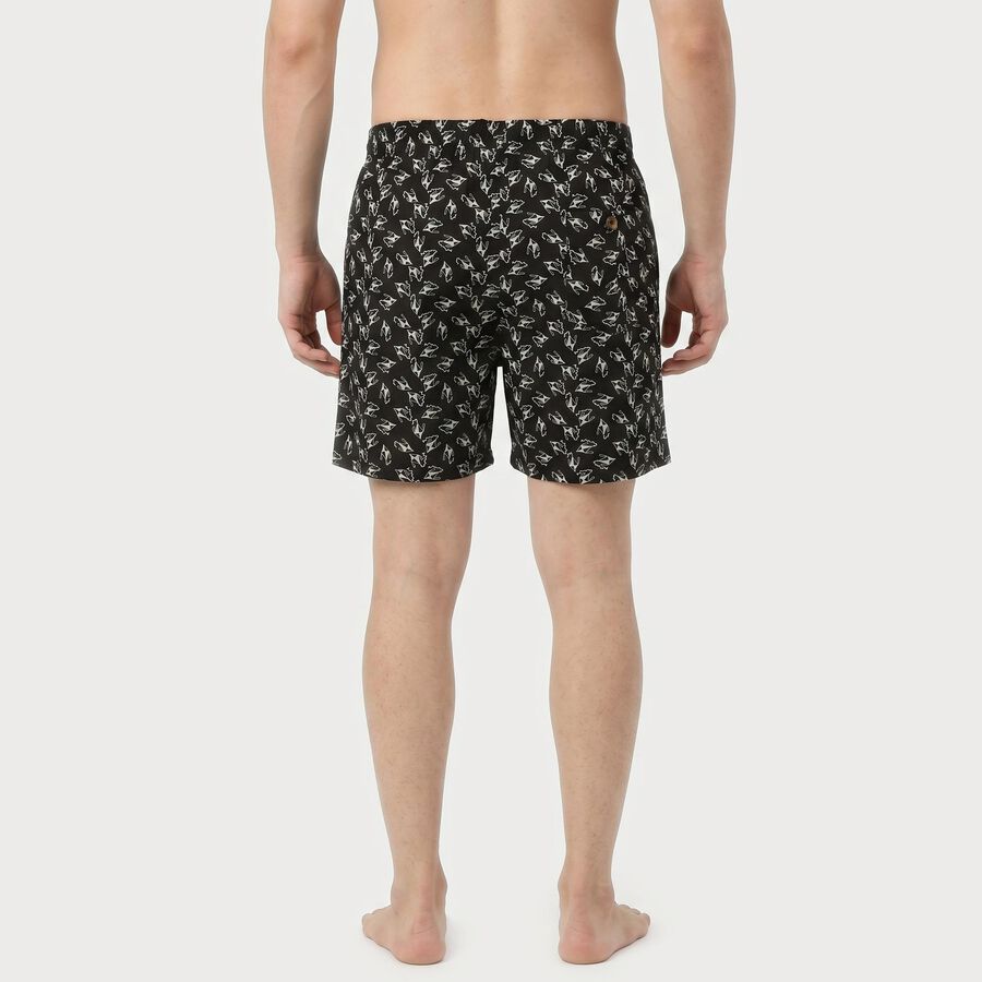 Men's Black Relaxed Fit Printed Boxers, Black, large