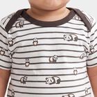 Infants' Charcoal Crew Neck Striped Baba Suit, चारकोल, small