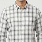 Men's Grey Cotton Casual Shirt, हल्का ग्रे, small