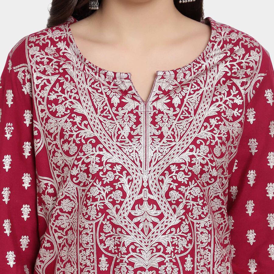 Printed Kurta, Wine, large image number null