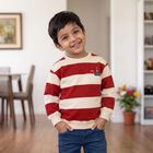 Boys' Red Crew Neck Pullover Sweatshirt, लाल, small