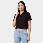 Women's Brown Classic Collar Classic Shirt, Brown, small