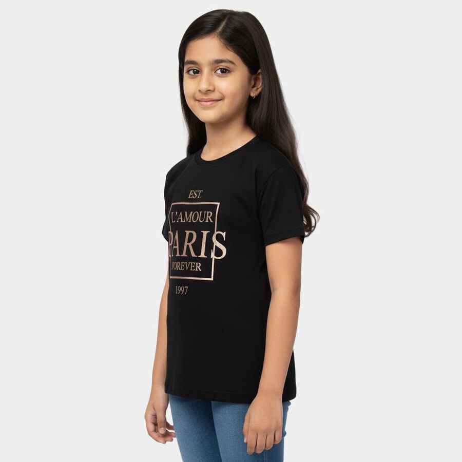 Girls' T-Shirt, काला, large