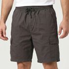 Men's Dark Grey Regular Fit Cargo Bermuda Shorts, Dark Grey, small