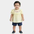 Infants Yellow Round Neck Casual Top, Yellow, small