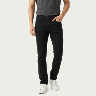 Men's Dark Grey Slim Fit Solid Jeans