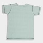 Boys Mint Green Cotton Crew Neck Graphic T-Shirt, एक्वा, small