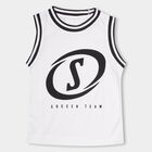 Boys' White Round Neck Sleeveless T-Shirt, White, small