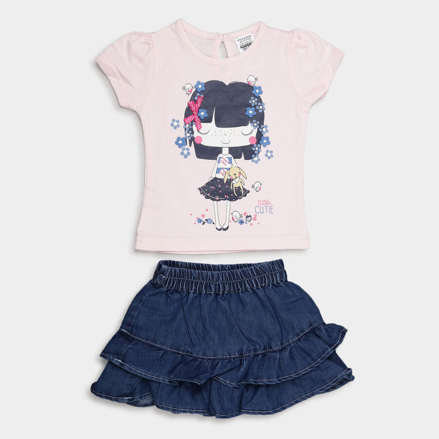 Infants Solid Skirt Top Set, Light Pink, large image number null
