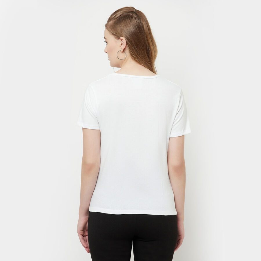Embellished Round Neck T-Shirt, White, large image number null