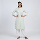 Women's Light Green Cotton Kurta, हल्का हरा, small