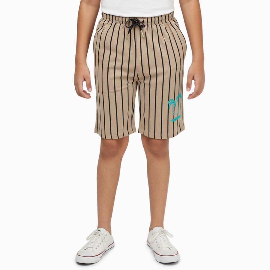 Boys' Muted Charcoal Gray Cotton Blend Casual Fit Bermuda Shorts, गहरा पीला, large