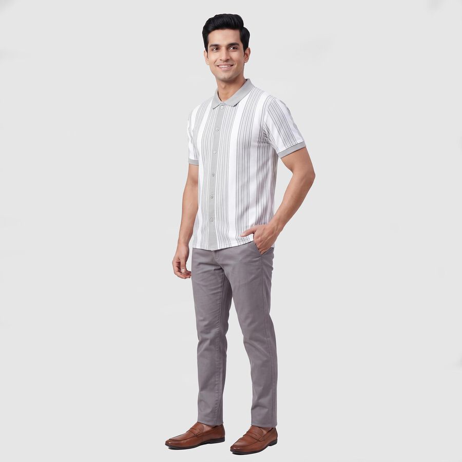 Men's Light Grey Casual Shirt, Light Grey, large