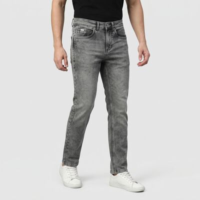 Men's Grey Slim Fit Faded Jeans