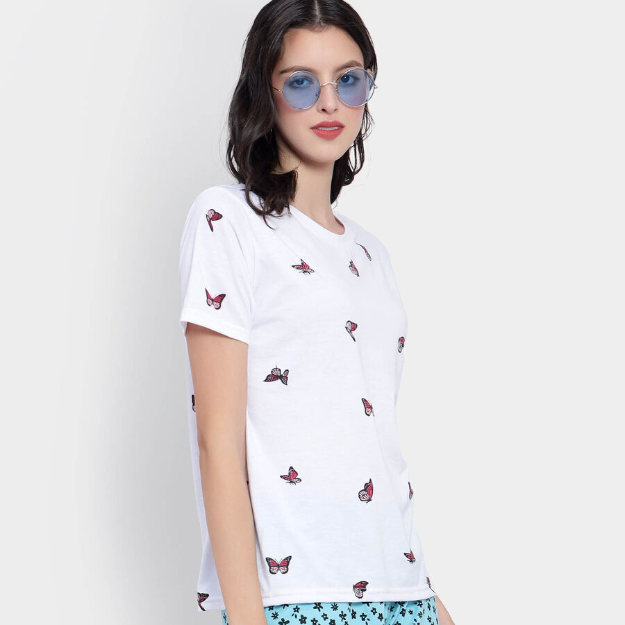 All Over Print Round Neck T-Shirt, सफ़ेद, large image number null
