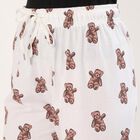 Women's White Teddy Print Elastic Waist Pyjama, White, small image number null