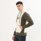 Men's Olive Green and White Hooded Neck Casual Sweatshirt, सफ़ेद, small image number null