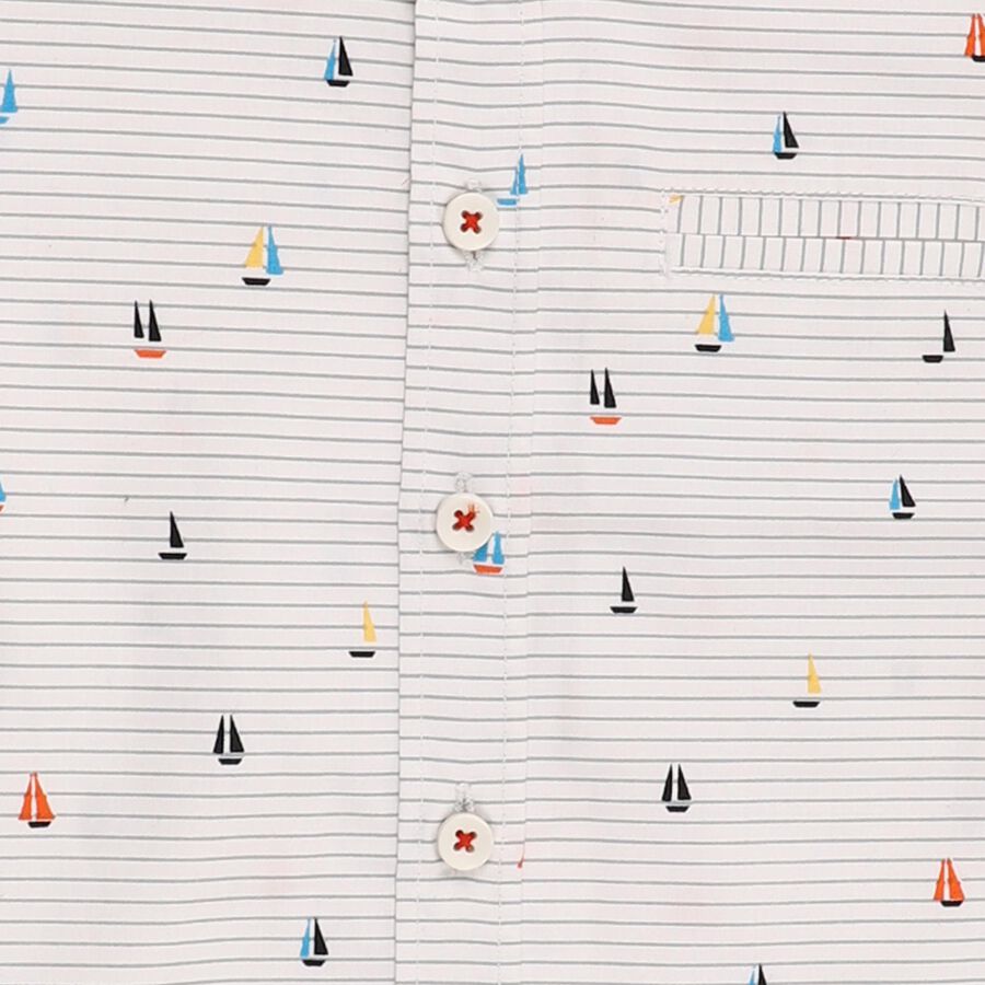 Infants Rich Eggshell White Cotton Half Sleeve Classic Casual Shirt, White, large image number null