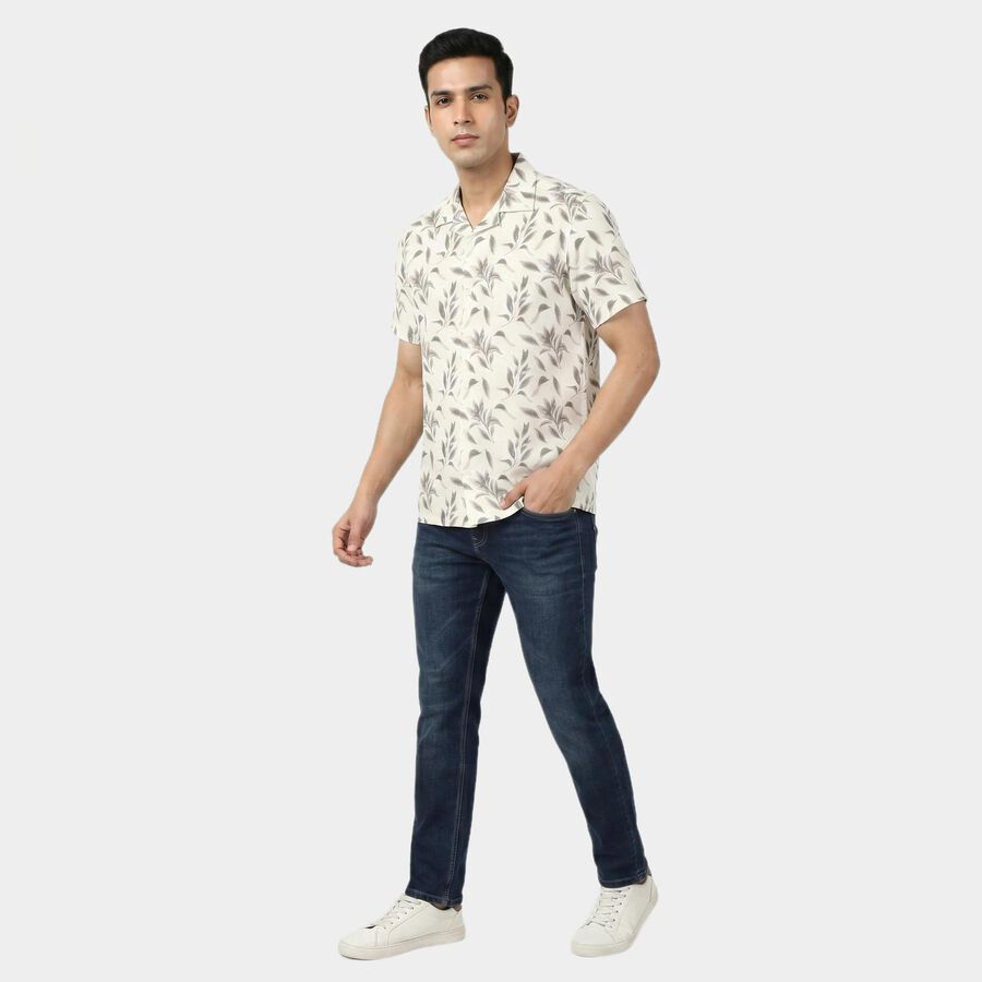 Men's Brown Cotton Camp Collar Casual Shirt, Brown, large