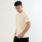 Men's Light Beige Crew Neck Athleisure T-Shirt, एक्रू मिश्रित, small