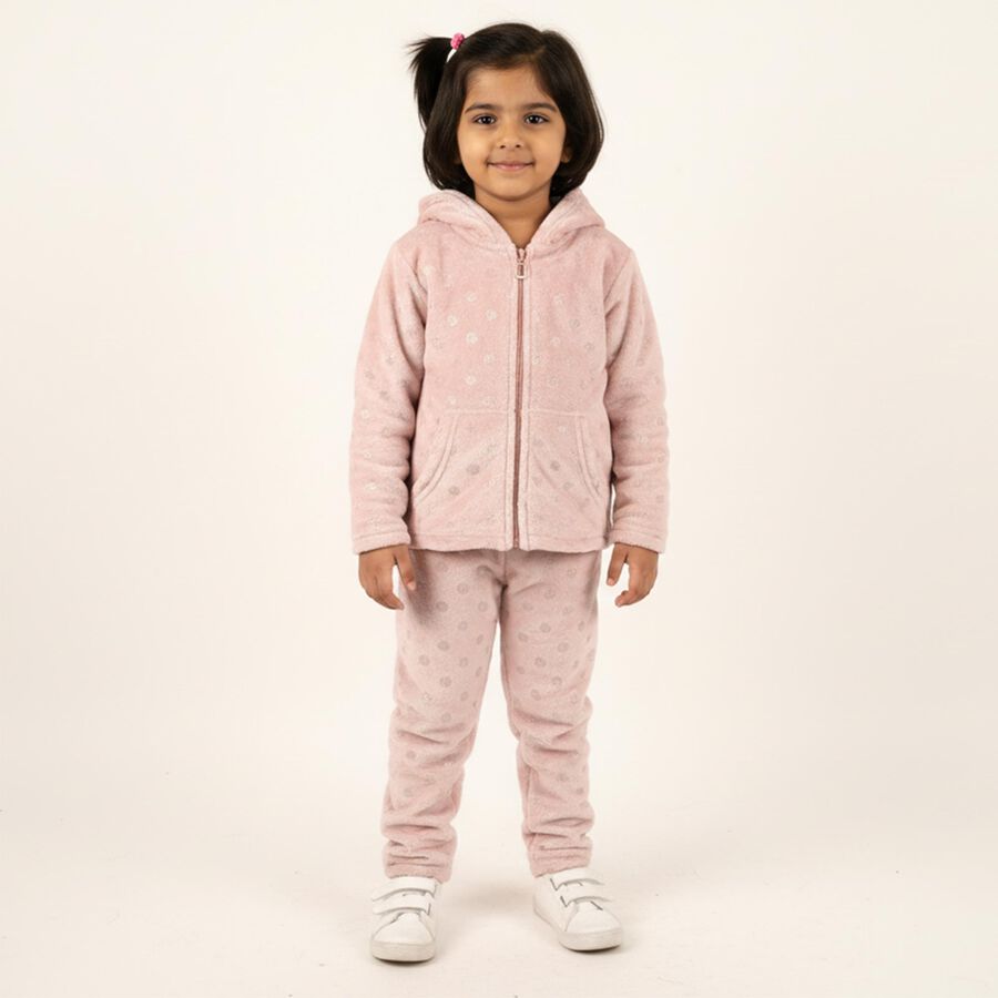 Girls Soft Dusty Pink Hoodie Casual Hipster Set, गुलाबी, large image number null
