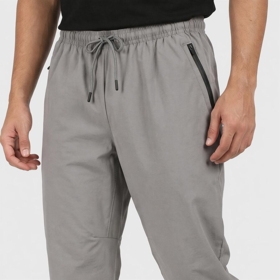 Men's Grey Athletic Fit Track Pants, हल्का ग्रे, large