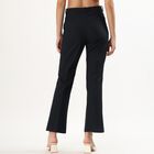 Women's Jet Black Straight Fit Mid-Rise Trousers, नेवी ब्लू, small image number null