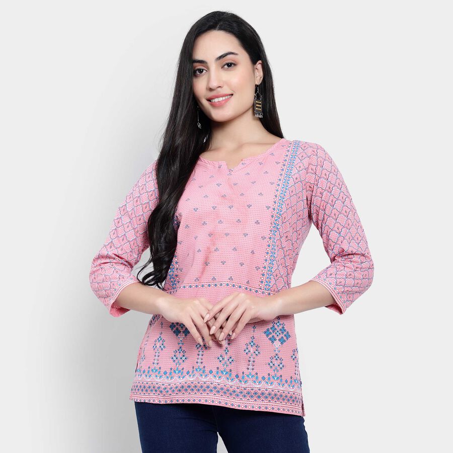 All Over Print Straight Kurti, Pink, large image number null