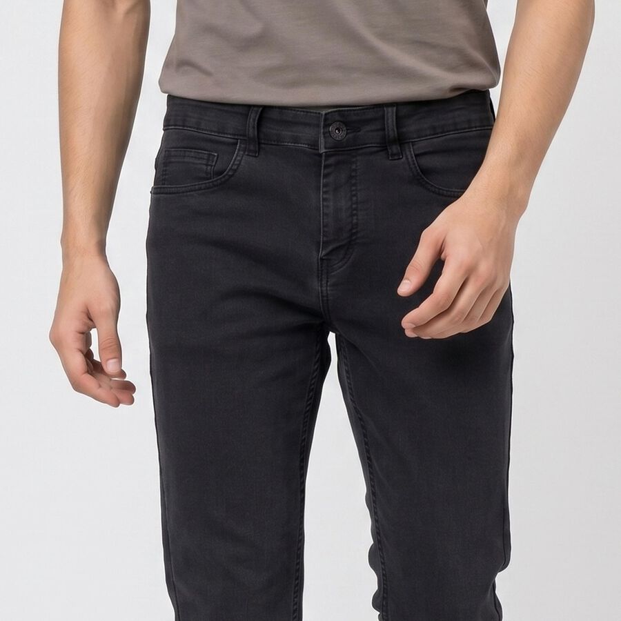 Men's Dark Grey Slim Fit Washed Jeans, Dark Grey, large