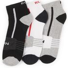 Men's Black and White Ankle Length Sporty Socks Pack of 3, Melange Light Grey, small