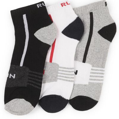 Men's Black and White Ankle Length Sporty Socks Pack of 3
