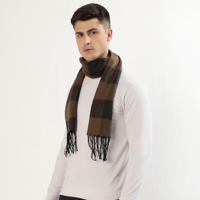 Men's Dark Brown Checked Muffler